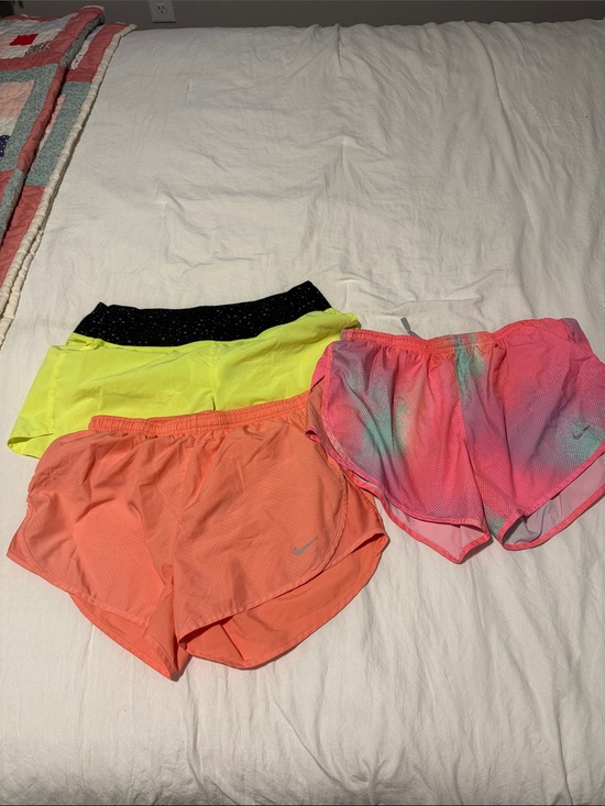 Nike Pants - Nike Women’s Neon Yellow, Coral and Pink Tie-Dye Running Shorts Lot of 3 Size S
